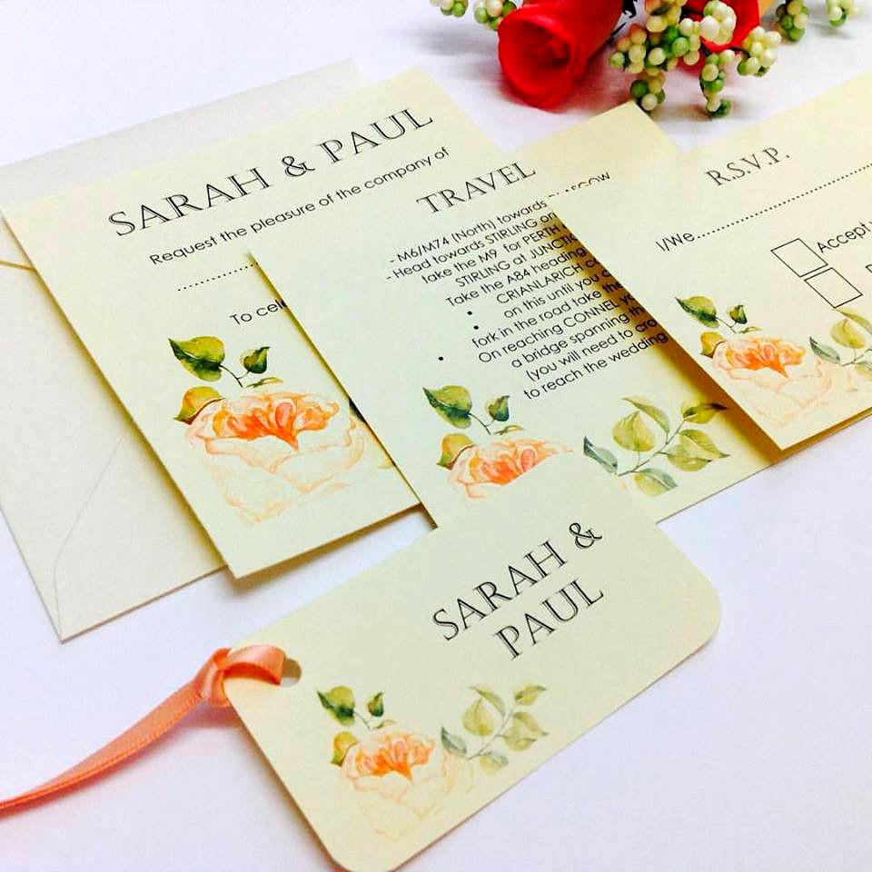 PEACH ROSE WEDDING INVITATION