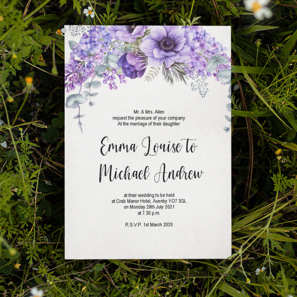 Purple wedding hot sale invitations