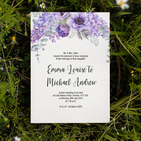 PURPLE FLORAL WEDDING INVITATION & STATIONERY BUNDLE