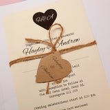 KRAFT & IVORY MONOGRAM HEART WEDDING INVITATION & STATIONERY BUNDLE