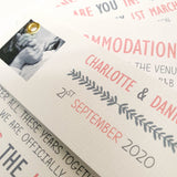 wedding. stationery, invitations, invites, custom made, tailor made, hand made, hand crafted, made to order, save the date, postboxes, personalised, tableplans, seating plans, tags, stickers, R.S.V.P.. info cards, foil, pocket fold,  signs, Inspired by Script, Northallerton, North Yorkshire, Cleveland, County Durham,