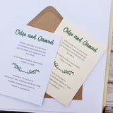 wedding. stationery, invitations, invites, custom made, tailor made, hand made, hand crafted, made to order, save the date, postboxes, personalised, tableplans, seating plans, tags, stickers, R.S.V.P.. info cards, foil, pocket fold,  signs, Inspired by Script, Northallerton, North Yorkshire, Cleveland, County Durham,