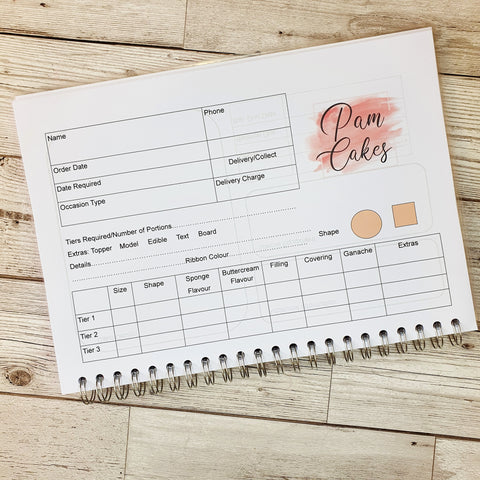 Cake Maker Order Book - A4 Spiral Bound with laminated covers&
