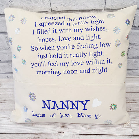 DOUBLE POCKET PERSONALISED CUSHION COVER - HUG CUSHION