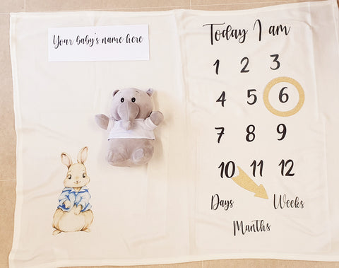 Baby Milestone Blanket Newborn Gift., Baby Shower Baby Keepsake,