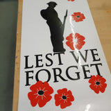LARGE LEST WE FORGET REMEMBRANCE VINYL WINDOW CLING DECAL