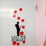 LARGE LEST WE FORGET REMEMBRANCE VINYL WINDOW CLING DECAL