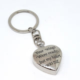 PHOTO HEART SHAPED SILVER METAL URN/ASHES KEYRING OR NECKLACE