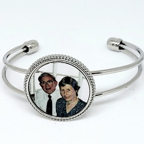 PHOTO KEEPSAKE SILVER METAL BANGLE