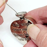 PHOTO HEART SHAPED SILVER METAL URN/ASHES KEYRING OR NECKLACE