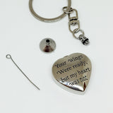 PHOTO HEART SHAPED SILVER METAL URN/ASHES KEYRING OR NECKLACE