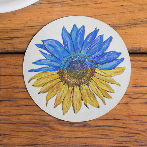 SUNFLOWER UKRAINE FUNDRAISING COASTER