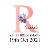 PURPLE FLOWER INITIAL & NAME MUG / COASTER BRIDAL PARTY GIFT
