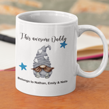 PERSONALISED DAD, UNCLE, GRANDAD GREY GNOME MUG / COASTER