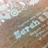 wedding. stationery, invitations, invites, custom made, tailor made, hand made, hand crafted, made to order, save the date, postboxes, personalised, tableplans, seating plans, tags, stickers, R.S.V.P.. info cards, foil, pocket fold,  signs, Inspired by Script, Northallerton, North Yorkshire, Cleveland, County Durham,