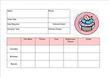 Cup Cake. Brownie or Biscuit Maker Order Book - A4 Spiral Bound with laminated covers&