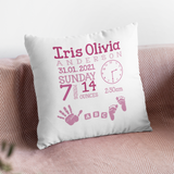 PERSONALISED BABY BIRTH KEEPSAKE CUSHION COVER