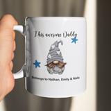 PERSONALISED DAD, UNCLE, GRANDAD GREY GNOME MUG / COASTER