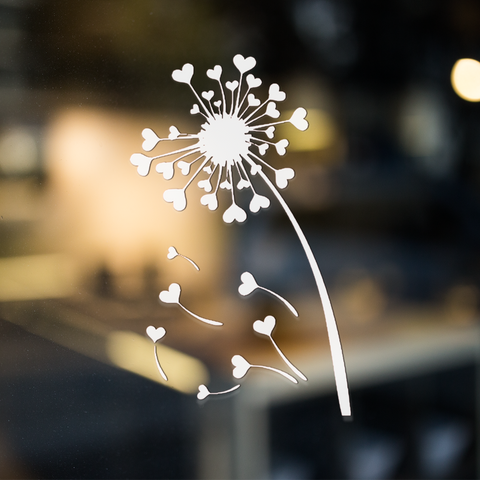 DANDELION HEARTS VINYL DECAL FOR WINDOW CAR LAPTOP MIRROR DRINKS BOTTLE