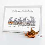 PERSONALISED GREY GNOME FAMILY PRINT