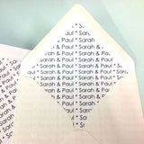 wedding. stationery, invitations, invites, custom made, tailor made, hand made, hand crafted, made to order, save the date, postboxes, personalised, tableplans, seating plans, tags, stickers, R.S.V.P.. info cards, foil, pocket fold,  signs, Inspired by Script, Northallerton, North Yorkshire, Cleveland, County Durham,