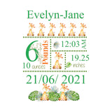 GIRAFFE PERSONALISED BABY BIRTH KEEPSAKE GIRAFFE CUSHION COVER