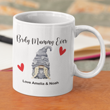 PERSONALISED MUM, AUNTY, GRANDMA  GREY GNOME MUG / COASTER