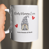 PERSONALISED MUM, AUNTY, GRANDMA  GREY GNOME MUG / COASTER