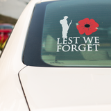 LEST WE FORGET REMEMBRANCE VINYL WINDOW CLING DECAL