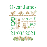 SLOTH PERSONALISED BABY BIRTH KEEPSAKE FRAME
