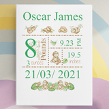 SLOTH PERSONALISED BABY BIRTH KEEPSAKE FRAME