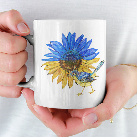 SUNFLOWER & NIGHTINGALE  UKRAINE FUNDRAISING MUG