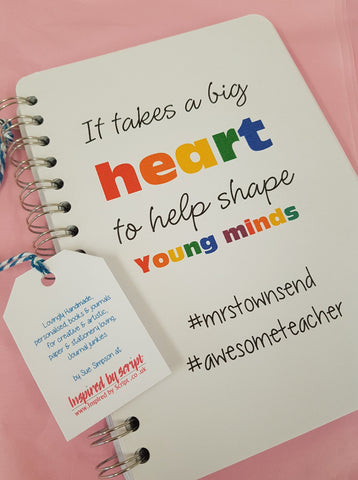 A5 Notebook Journal Teacher Gift - It takes a big heart!