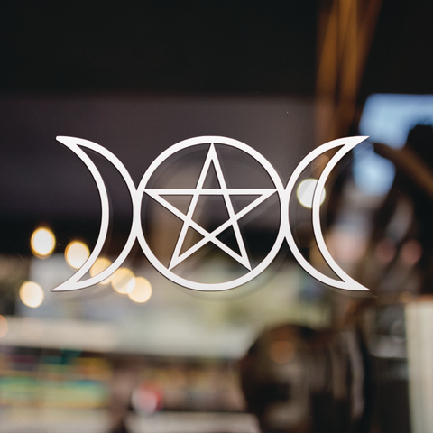 TRIPLE MOON PENTACLE VINYL DECAL FOR WINDOW CAR LAPTOP MIRROR DRINKS BOTTLE