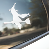 WITCH ON A BROOMSTICK DECAL FOR WINDOW CAR LAPTOP MIRROR DRINKS BOTTLE
