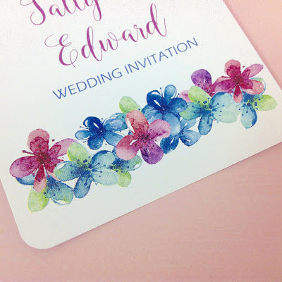 Purple & Blue Blossom Design Wedding Invitation, Stationery & Matching Accessories