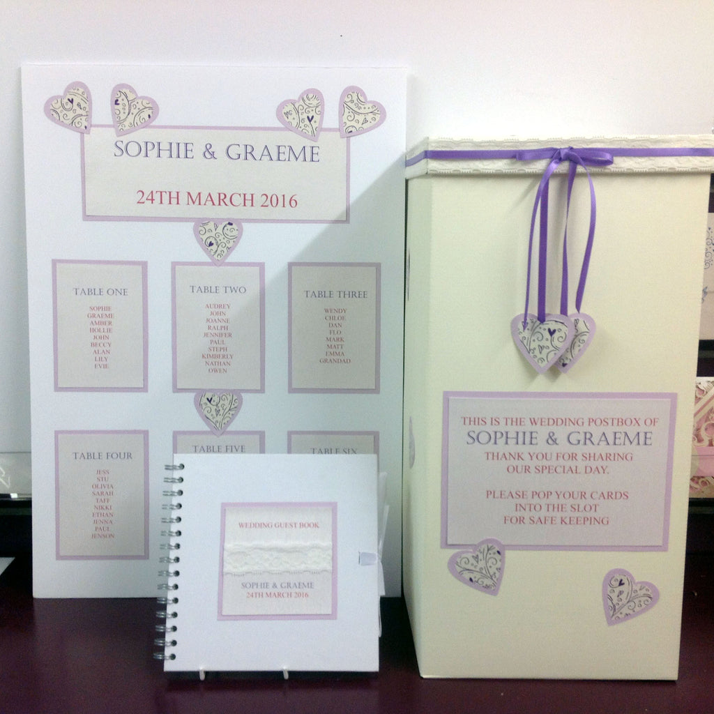 BE INSPIRED Soft Lavender & Lilac Double heart Invitations & Stationery