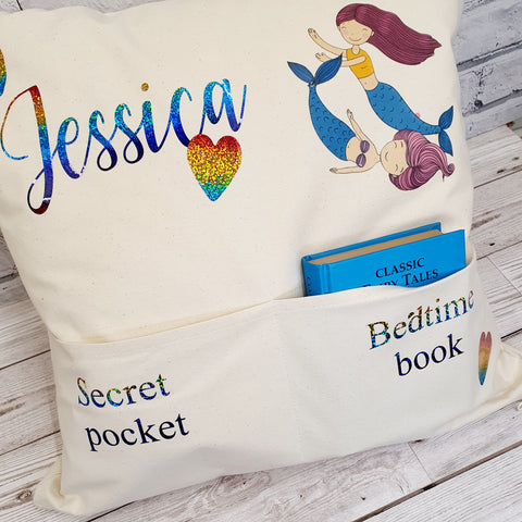 DOUBLE POCKET PERSONALISED CUSHION COVER - MERMAID