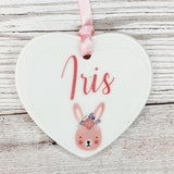 DOUBLE SIDED HEART CERAMIC HANGING ORNAMENT