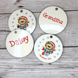 3 x DOUBLE SIDED ROUND MDF CHRISTMAS HANGING ORNAMENT