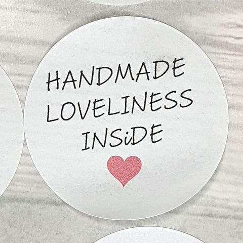 Round Stickers - HANDMADE LOVELINESS NSIDE- 3 sizes available