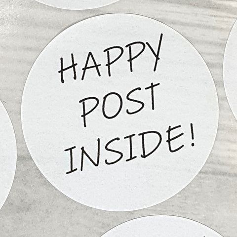 Round Stickers - HAPPY POST INSIDE - 3 sizes available