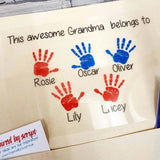 DOUBLE POCKET PERSONALISED CUSHION COVER - HANDPRINTS