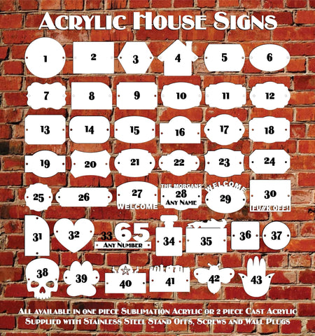 PRE ORDER! FULL COLOUR ACRYLIC HOUSE NUMBER OR SIGN
