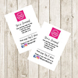 PERSONALISED SNAP, TAG & SHARE CARDS- 8.5cm x 5.5cm