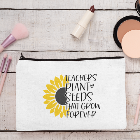 TEACHERS PLANT SEEDS PERSONALISED MAKE-UP BAG / PENCIL CASE / KEEPER OF SMALL THINGS