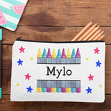 PERSONALISED PENCIL CASE BACK TO SHOOL COLOURFUL CRAYONS