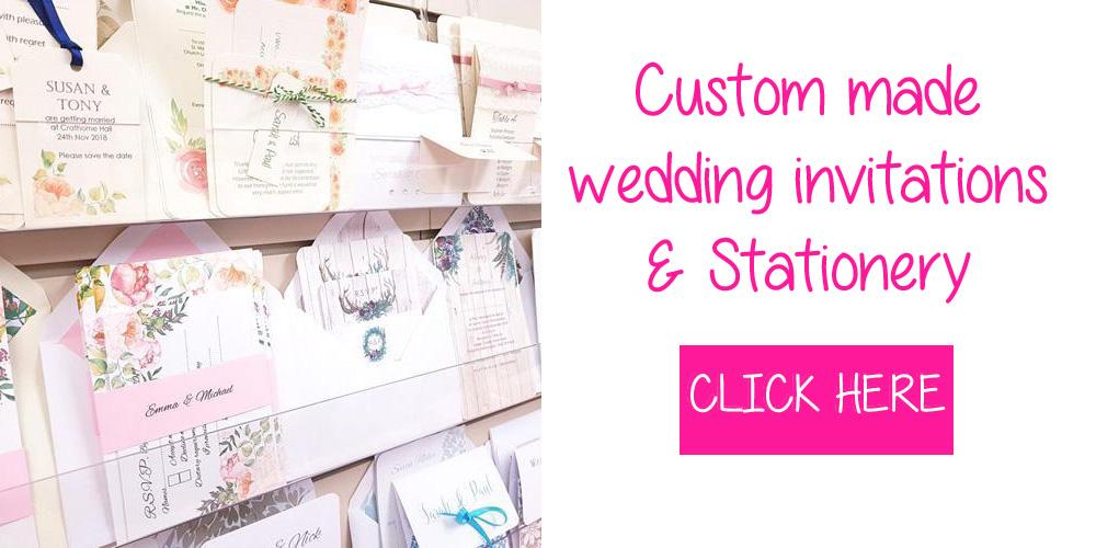 Custom made wedding invitations and stationery